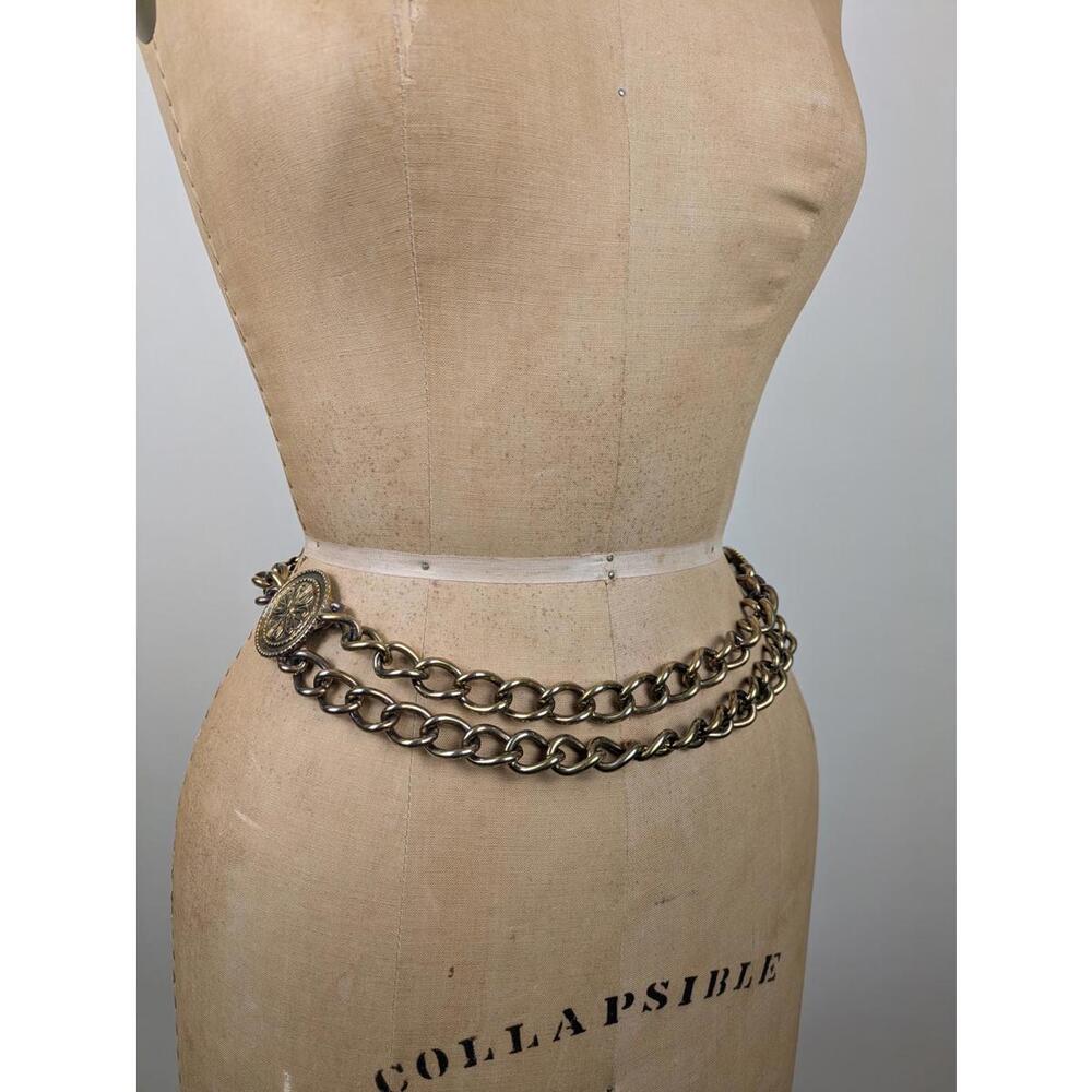 1980's escada gold medallion chain belt